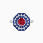 Load image into Gallery viewer, Art Deco Inspired Octagonal shaped Geometric Ring with Gemstone - Shahin Jewelry