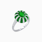 Load image into Gallery viewer, Art Deco Inspired Oval Calibré-Cut Sunburst Dome Ring - Shahin Jewelry