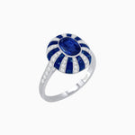 Load image into Gallery viewer, Art Deco Inspired Oval Calibré-Cut Sunburst Dome Ring - Shahin Jewelry