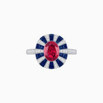 Load image into Gallery viewer, Art Deco Inspired Oval Calibré-Cut Sunburst Dome Ring - Shahin Jewelry