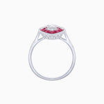 Load image into Gallery viewer, Art Deco Inspired Oval Cut Center Ring with Calibré-Cut Gemstone Navette Halo - Shahin Jewelry