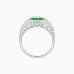 Load image into Gallery viewer, Art Deco Inspired Oval Cut Ring with Calibré Gemstone Halo and Diamond Accents - Shahin Jewelry