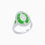 Load image into Gallery viewer, Art Deco Inspired Oval-Cut Ring with French-Cut Gemstone Halo - Shahin Jewelry