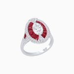Load image into Gallery viewer, Art Deco Inspired Oval-Cut Ring with French-Cut Gemstone Halo - Shahin Jewelry