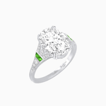 Load image into Gallery viewer, Art Deco Inspired Oval Cut Ring with Gemstone Side Accents - Shahin Jewelry