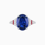 Load image into Gallery viewer, Art Deco Inspired Oval Cut Ring with Gemstone Side Accents - Shahin Jewelry
