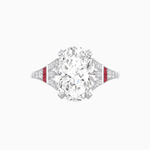 Load image into Gallery viewer, Art Deco Inspired Oval Cut Ring with Gemstone Side Accents - Shahin Jewelry