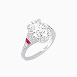 Load image into Gallery viewer, Art Deco Inspired Oval Cut Ring with Gemstone Side Accents - Shahin Jewelry