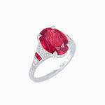 Load image into Gallery viewer, Art Deco Inspired Oval Cut Ring with Gemstone Side Accents - Shahin Jewelry