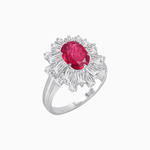 Load image into Gallery viewer, Art Deco Inspired Oval Cut Tapered Baguette Halo Ring - Shahin Jewelry