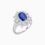 Load image into Gallery viewer, Art Deco Inspired Oval Cut Tapered Baguette Halo Ring - Shahin Jewelry