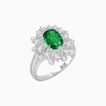 Load image into Gallery viewer, Art Deco Inspired Oval Cut Tapered Baguette Halo Ring - Shahin Jewelry