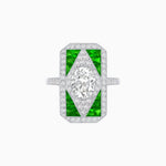 Load image into Gallery viewer, Art Deco Inspired Oval Gemstone Mosaic Diamond Ring - Shahin Jewelry