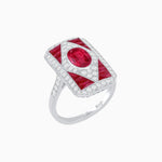 Load image into Gallery viewer, Art Deco Inspired Oval Gemstone Mosaic Diamond Ring - Shahin Jewelry