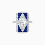 Load image into Gallery viewer, Art Deco Inspired Oval Gemstone Mosaic Diamond Ring - Shahin Jewelry