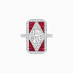 Load image into Gallery viewer, Art Deco Inspired Oval Gemstone Mosaic Diamond Ring - Shahin Jewelry
