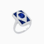 Load image into Gallery viewer, Art Deco Inspired Oval Gemstone Mosaic Diamond Ring - Shahin Jewelry