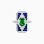 Load image into Gallery viewer, Art Deco Inspired Oval Gemstone Mosaic Diamond Ring - Shahin Jewelry