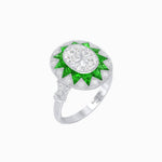 Load image into Gallery viewer, Art Deco Inspired Oval Starburst Calibré-Cut Halo Ring - Shahin Jewelry