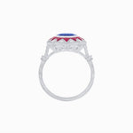 Load image into Gallery viewer, Art Deco Inspired Oval Starburst Calibré-Cut Halo Ring - Shahin Jewelry