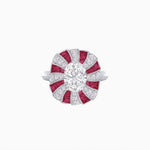 Load image into Gallery viewer, Art Deco Inspired Oval Sunburst Cocktail Ring with Calibré-Cut Gemstones - Shahin Jewelry