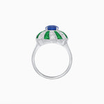 Load image into Gallery viewer, Art Deco Inspired Oval Sunburst Cocktail Ring with Calibré-Cut Gemstones - Shahin Jewelry