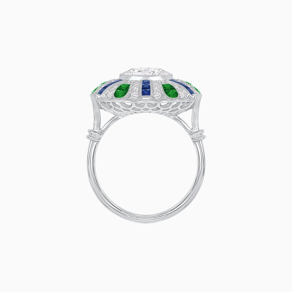 Art Deco Inspired Peacock Diamond Ring - Shahin Jewelry