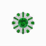 Load image into Gallery viewer, Art Deco-Inspired Peacock Diamond Ring Custom Center Stone | Fan Motif Halo | Hand-Applied Milgrain - Shahin Jewelry