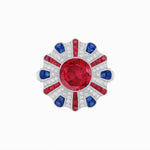 Load image into Gallery viewer, Art Deco-Inspired Peacock Diamond Ring Custom Center Stone | Fan Motif Halo | Hand-Applied Milgrain - Shahin Jewelry