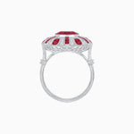 Load image into Gallery viewer, Art Deco-Inspired Peacock Diamond Ring Custom Center Stone | Fan Motif Halo | Hand-Applied Milgrain - Shahin Jewelry