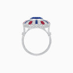 Load image into Gallery viewer, Art Deco-Inspired Peacock Diamond Ring Custom Center Stone | Fan Motif Halo | Hand-Applied Milgrain - Shahin Jewelry