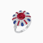 Load image into Gallery viewer, Art Deco-Inspired Peacock Diamond Ring Custom Center Stone | Fan Motif Halo | Hand-Applied Milgrain - Shahin Jewelry