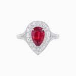 Load image into Gallery viewer, Art Deco Inspired Pear Cut Double Halo Ring with Baguette Diamonds - Shahin Jewelry