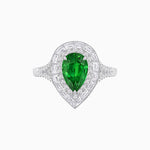 Load image into Gallery viewer, Art Deco Inspired Pear Cut Double Halo Ring with Baguette Diamonds - Shahin Jewelry