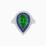 Load image into Gallery viewer, Art Deco Inspired Pear Cut Gemstone Double Halo Ring - Shahin Jewelry