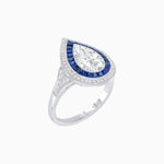 Load image into Gallery viewer, Art Deco Inspired Pear Cut Gemstone Double Halo Ring - Shahin Jewelry