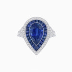 Load image into Gallery viewer, Art Deco Inspired Pear Cut Gemstone Double Halo Ring - Shahin Jewelry