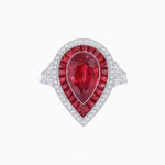 Load image into Gallery viewer, Art Deco Inspired Pear Cut Gemstone Double Halo Ring - Shahin Jewelry