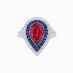 Load image into Gallery viewer, Art Deco Inspired Pear Cut Gemstone Double Halo Ring - Shahin Jewelry