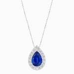 Load image into Gallery viewer, Art Deco Inspired Pear Shape Baguette-Cut Double Halo Pendant - Shahin Jewelry