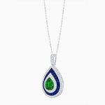 Load image into Gallery viewer, Art Deco Inspired Pear Shape French-Cut Gemstone Pendant - Shahin Jewelry