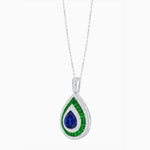 Load image into Gallery viewer, Art Deco Inspired Pear Shape French-Cut Gemstone Pendant - Shahin Jewelry