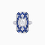 Load image into Gallery viewer, Art Deco Inspired Rectangle Cocktail Ring with Emerald Cut Diamond - Shahin Jewelry