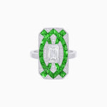 Load image into Gallery viewer, Art Deco Inspired Rectangle Cocktail Ring with Emerald Cut Diamond - Shahin Jewelry