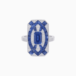 Load image into Gallery viewer, Art Deco Inspired Rectangle Cocktail Ring with Emerald Cut Gemstone - Shahin Jewelry