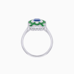 Load image into Gallery viewer, Art Deco Inspired Rectangle Cocktail Ring with Emerald Cut Gemstone - Shahin Jewelry