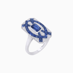 Load image into Gallery viewer, Art Deco Inspired Rectangle Cocktail Ring with Emerald Cut Gemstone - Shahin Jewelry