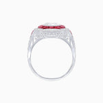 Load image into Gallery viewer, Art Deco Inspired Round Center Octagonal Calibré-Cut Halo Engagement Ring - Shahin Jewelry