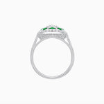 Load image into Gallery viewer, Art Deco Inspired Round Cut Halo Ring with Calibré Gemstone Accents - Shahin Jewelry