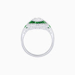 Load image into Gallery viewer, Art Deco Inspired Round Cut Scalloped Double Halo Ring with French-Cut Gemstones - Shahin Jewelry